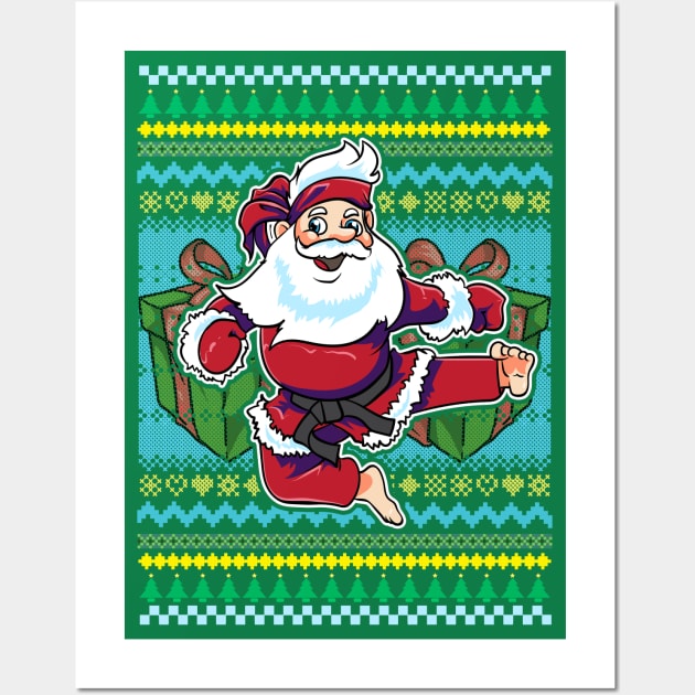 Karate Santa Claus Taekwando Fung Fu MMA Mixed Martial Arts Wall Art by E